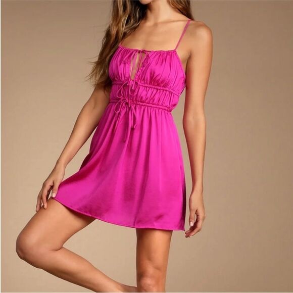 Free People Dresses & Skirts - Free People Size Medium M Meant to Be Magenta Orchid Mini Dress OB1413126